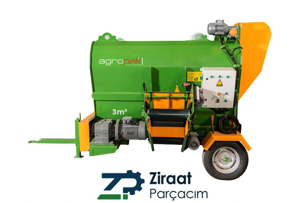 Agropak 3m³ Yem Karma Makinesi Tekerli Elektrikli